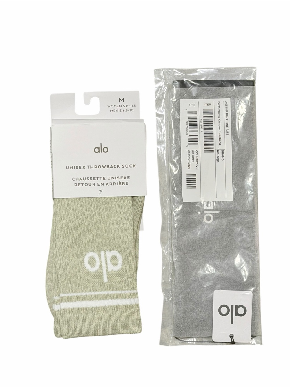 NWT BUNDLE ALO Yoga Performance Conquer Headband & Unisex Throwback Sock